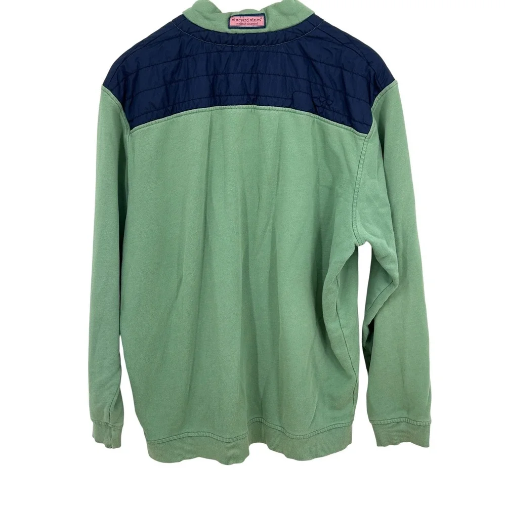Vineyard Vines Mens Quarter Zip Pullover Sweatshirt Green Blue Large - Picture 6 of 7